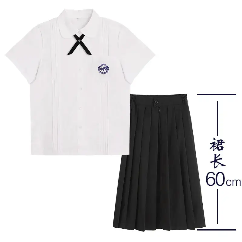 White Shirt & Black Organ Pleated Skirt Set - Image 8