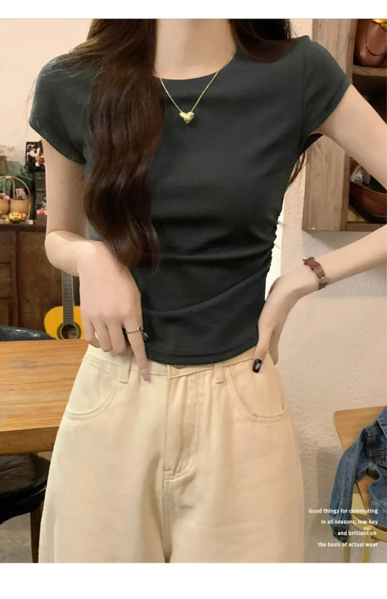 Women Slimming White Crewneck T-Shirt Short Sleeve — feature 20