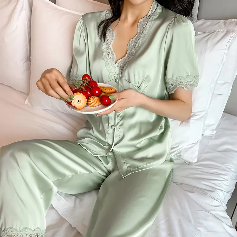 Red Satin Long Sleeve Silk Pajama for Women - Image 9