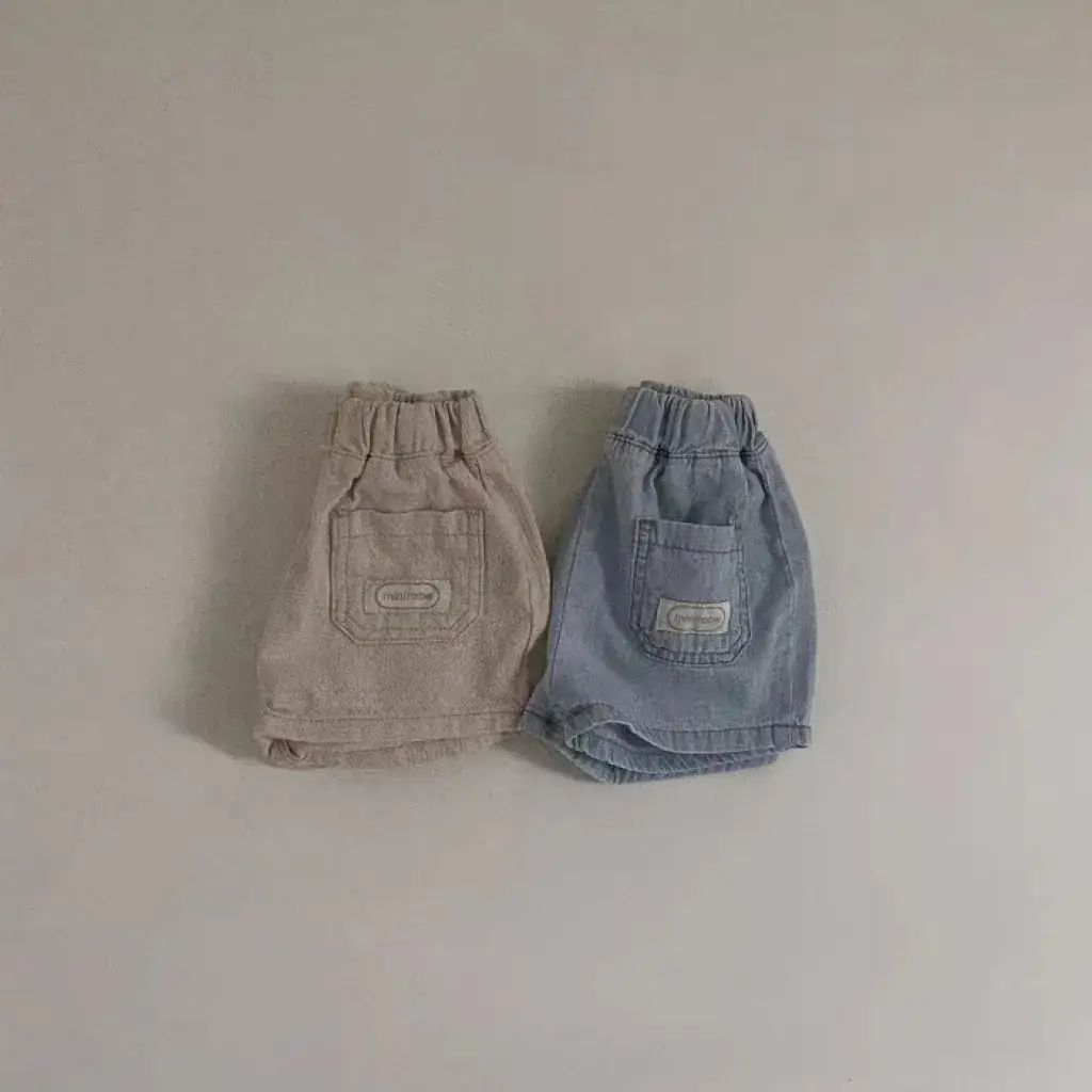 Baby Korean Letter Shorts Blue Beige Cotton Summer Thin - Image 4
