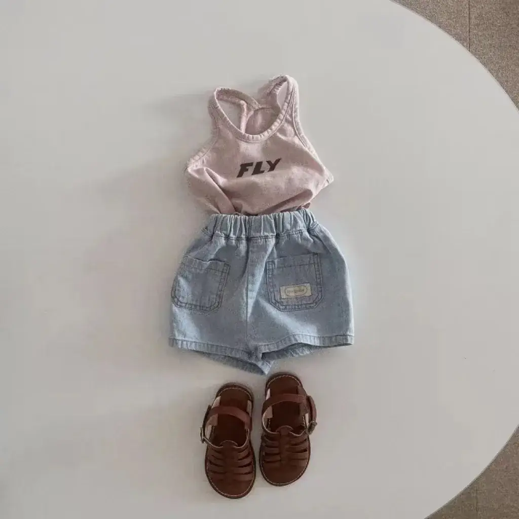 Baby Korean Letter Shorts Blue Beige Cotton Summer Thin — feature 7