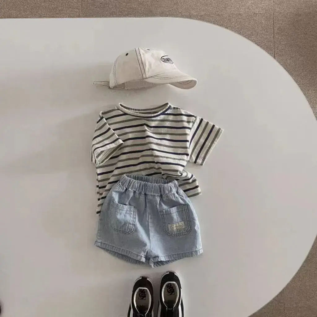 Baby Korean Letter Shorts Blue Beige Cotton Summer Thin — feature 8