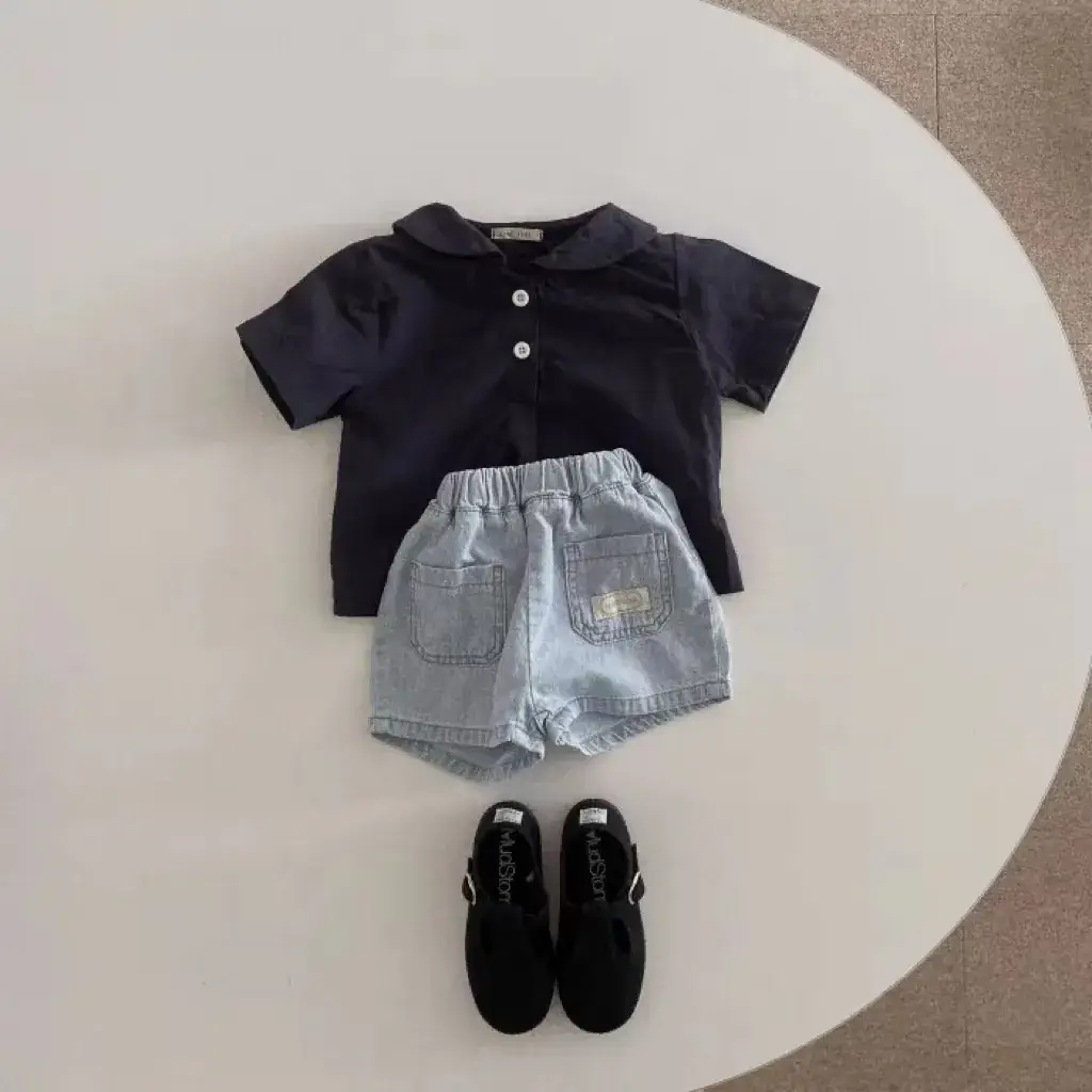Baby Korean Letter Shorts Blue Beige Cotton Summer Thin — feature 9