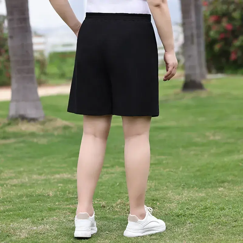 Plus Size Black Embroidered Shorts for Women - Image 4