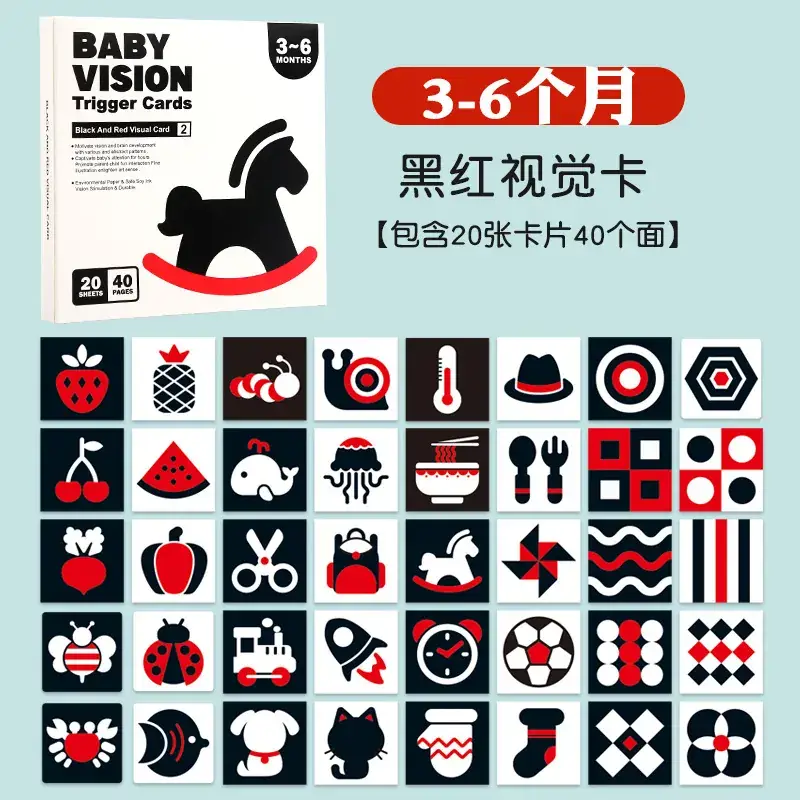 3-6 Months Black Red Visual Card