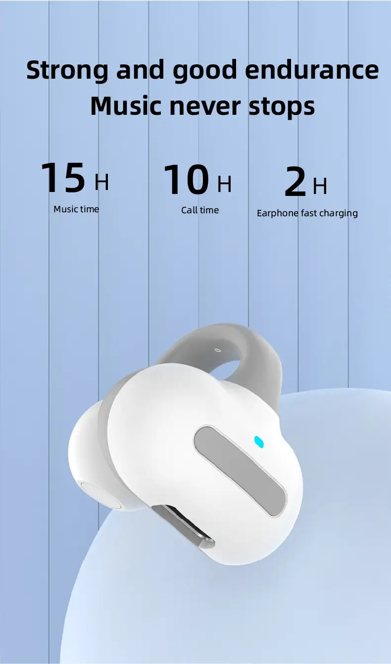 Bluetooth Headset Pink White Ear Clip Bone Conduction — feature 10