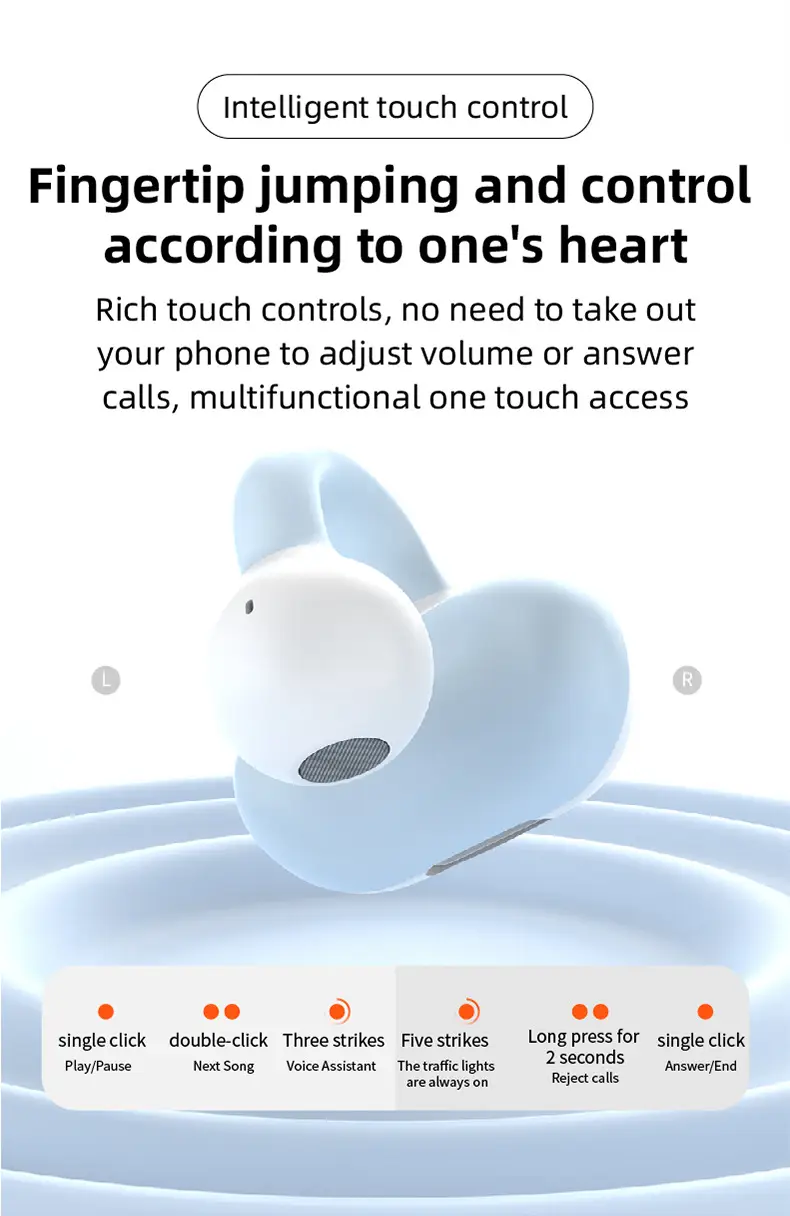 Bluetooth Headset Pink White Ear Clip Bone Conduction — feature 13