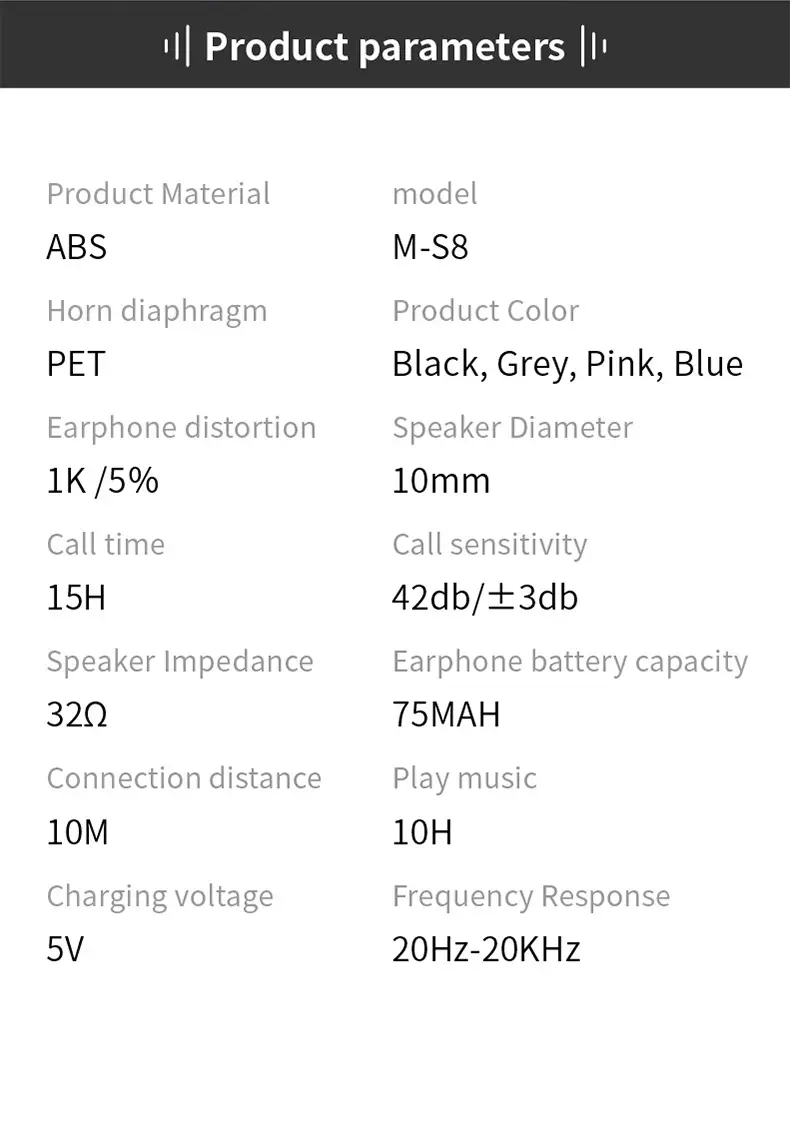 Bluetooth Headset Pink White Ear Clip Bone Conduction — feature 17