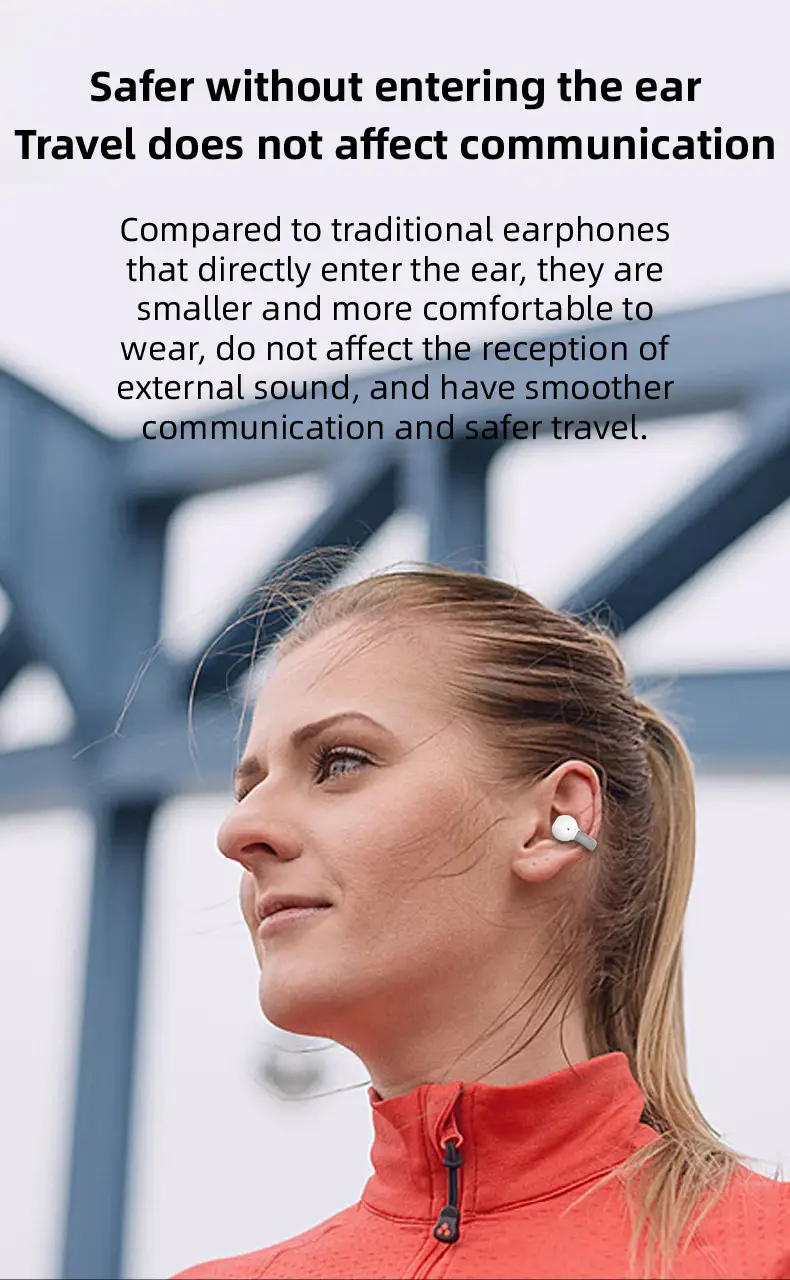 Bluetooth Headset Pink White Ear Clip Bone Conduction — feature 5