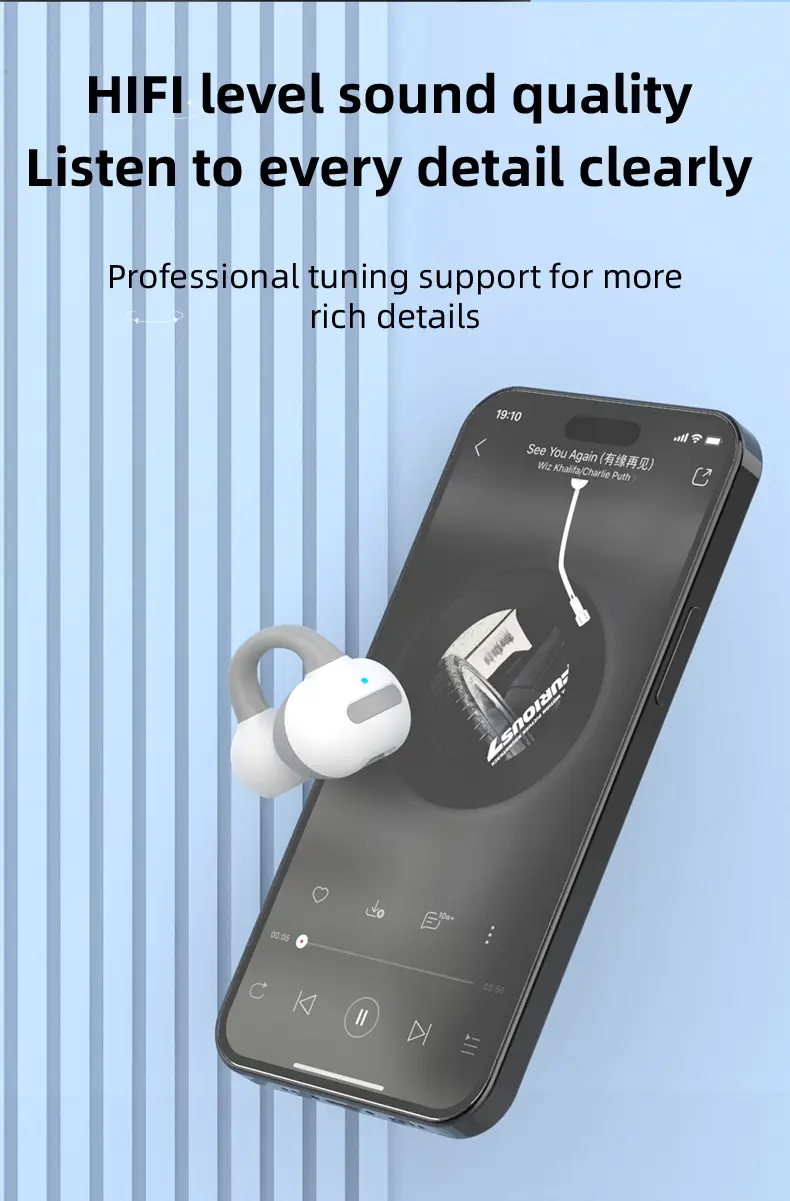 Bluetooth Headset Pink White Ear Clip Bone Conduction — feature 7
