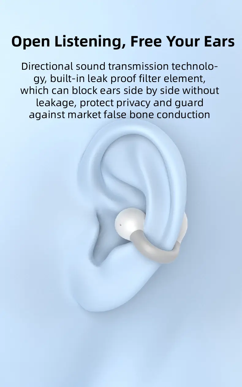 Bluetooth Headset Pink White Ear Clip Bone Conduction — feature 8