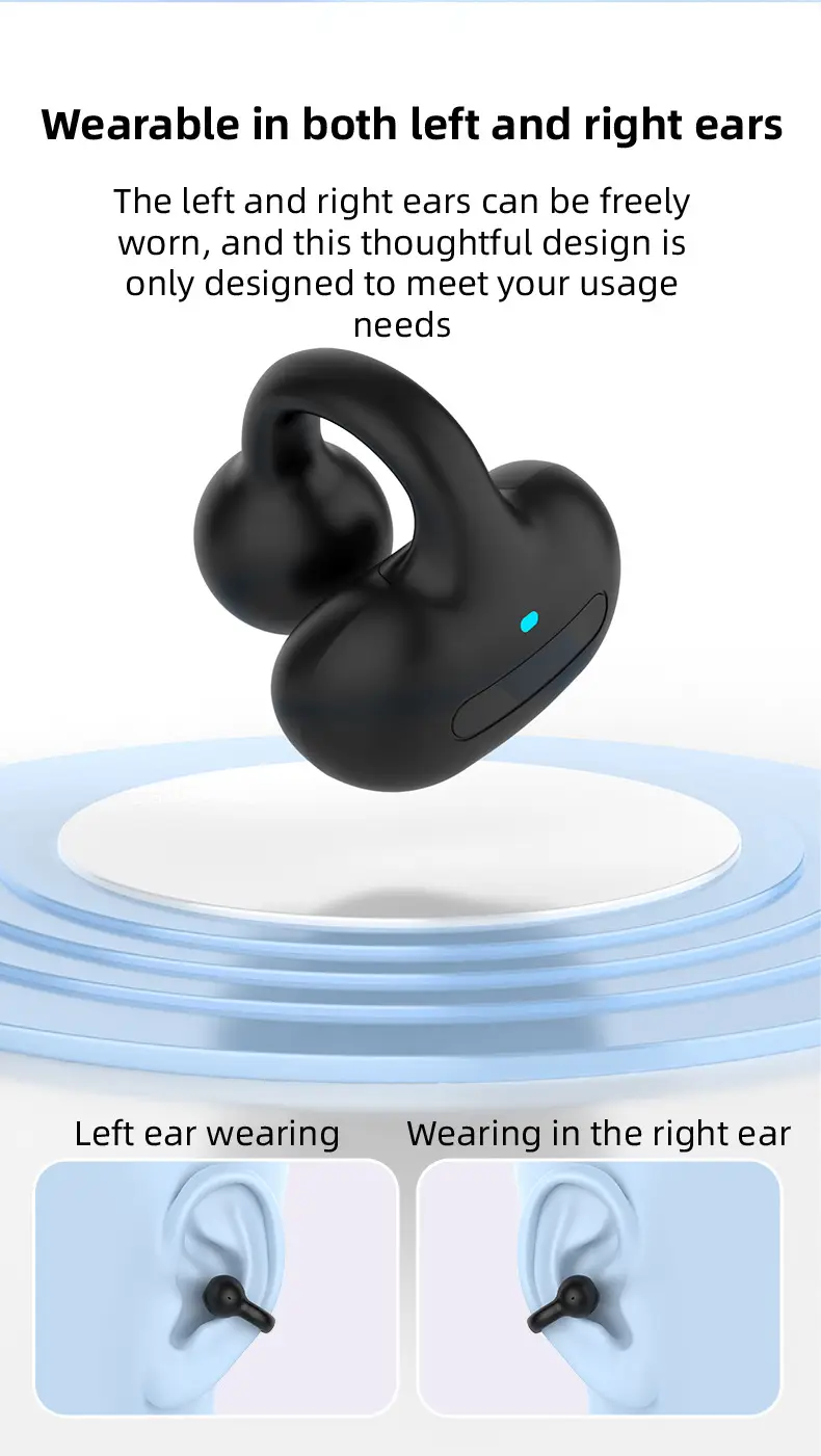 Bluetooth Headset Pink White Ear Clip Bone Conduction — feature 9