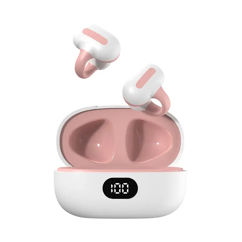 Bluetooth Headset Pink White Ear Clip Bone Conduction - Image 11