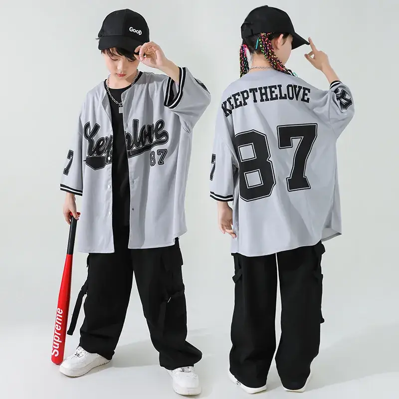 Girls Korean Baseball Suit Jazz Street Dance Wear - Image 3