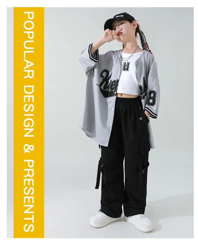 Girls Korean Baseball Suit Jazz Street Dance Wear — feature 7