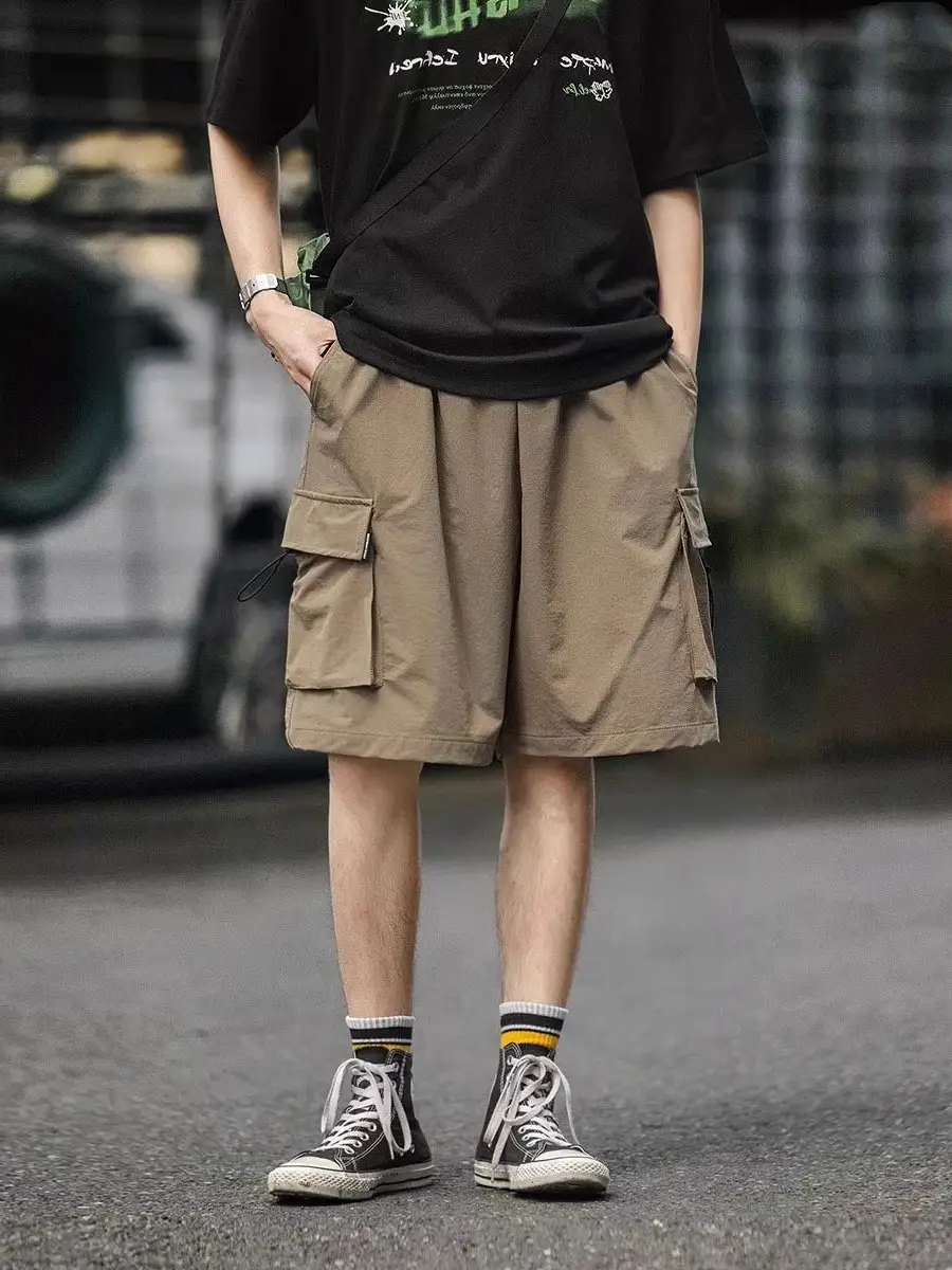Men's Black Graphic Shorts with Cap and Sneakers — feature 2