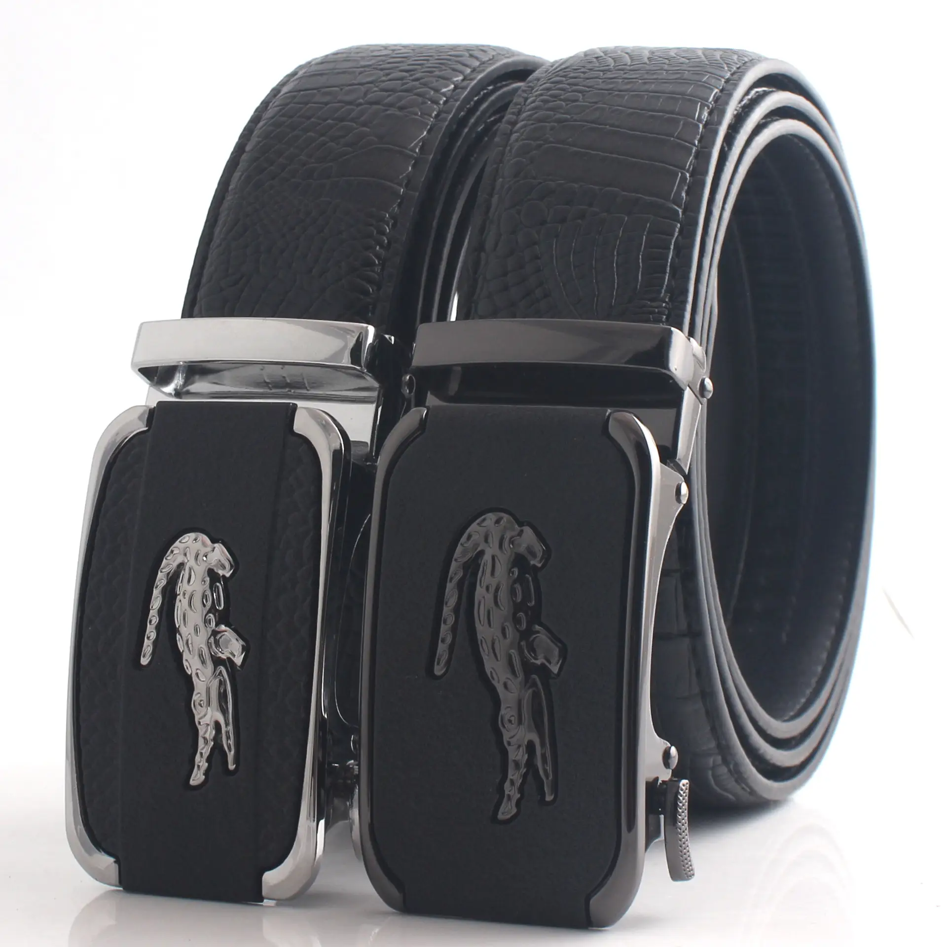 Hongsheng Black Croc Belt Automatic Buckle Men's Waist Cover - Image 15