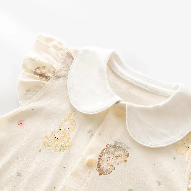 Baby Girl Cotton Jumpsuit Cream Summer Outfit