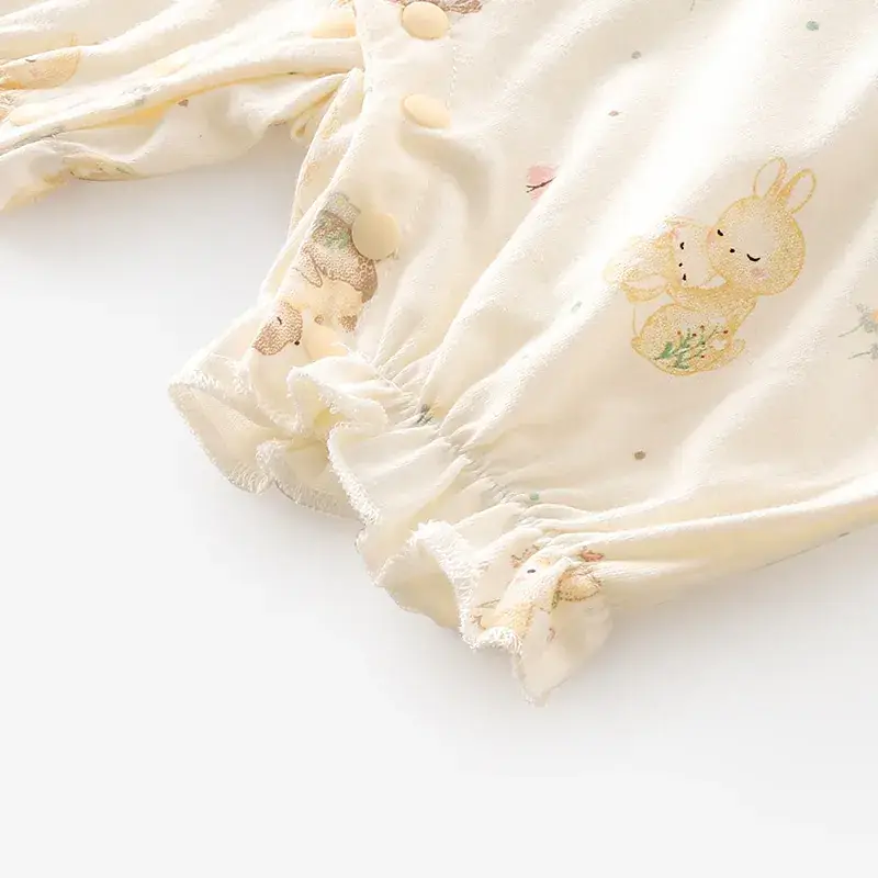 Baby Girl Cotton Jumpsuit Cream Summer Outfit