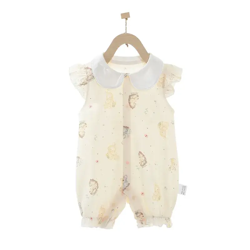 Baby Girl Cotton Jumpsuit Cream Summer Outfit