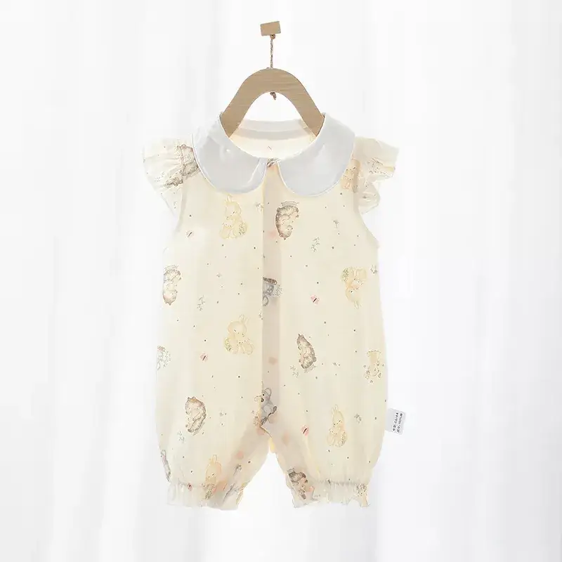 Baby Girl Cotton Jumpsuit Cream Summer Outfit
