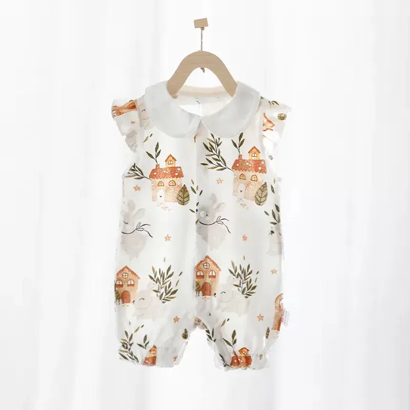 Baby Girl Cotton Jumpsuit Cream Summer Outfit