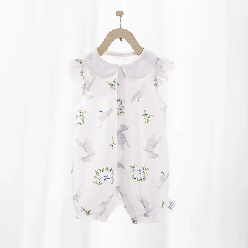 Baby Girl Cotton Jumpsuit Cream Summer Outfit
