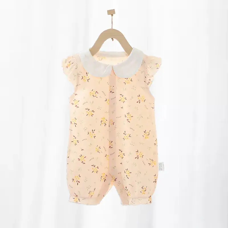 Baby Girl Cotton Jumpsuit Cream Summer Outfit