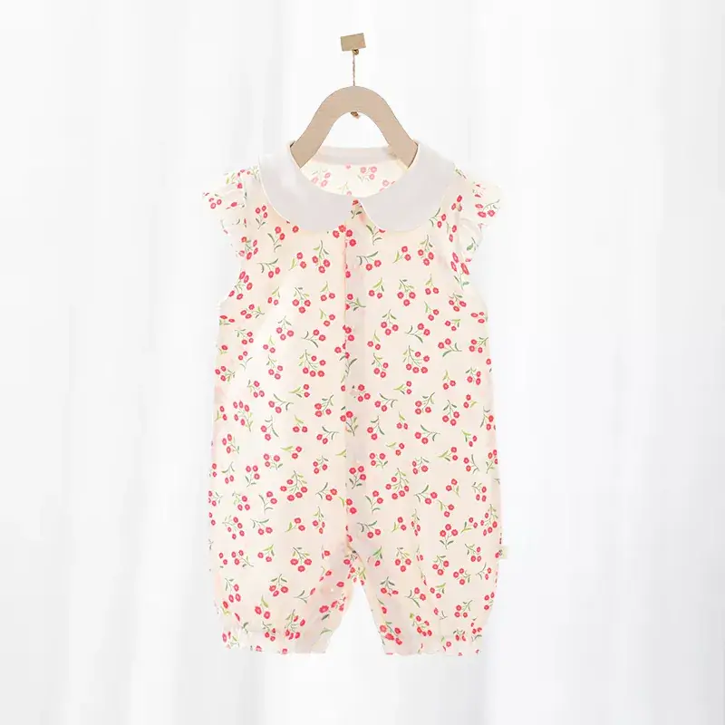 Baby Girl Cotton Jumpsuit Cream Summer Outfit
