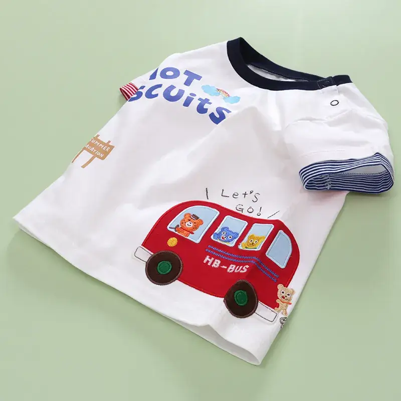 Children's Cartoon T-Shirt White Short Sleeve