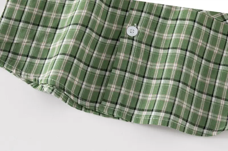 Kids Plaid Short Sleeve Shirt Blue White 2023 — feature 10