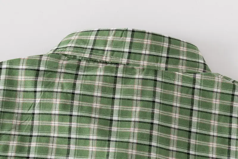 Kids Plaid Short Sleeve Shirt Blue White 2023 — feature 11