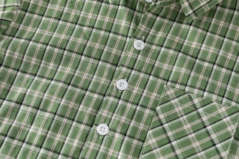 Kids Plaid Short Sleeve Shirt Blue White 2023 — feature 7