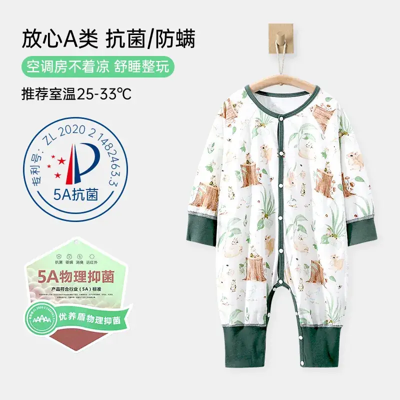 Baby Pajamas Pure Cotton Leg-Split Sleepsuit Summer - Image 2