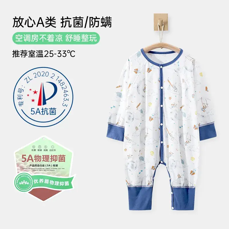 Baby Pajamas Pure Cotton Leg-Split Sleepsuit Summer - Image 3