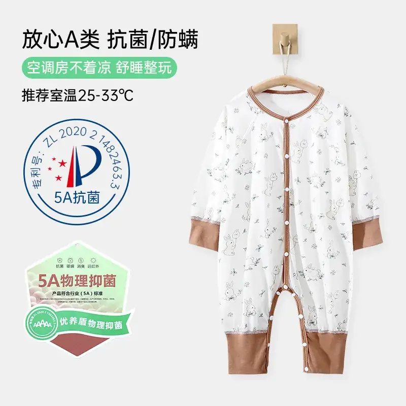Baby Pajamas Pure Cotton Leg-Split Sleepsuit Summer - Image 4