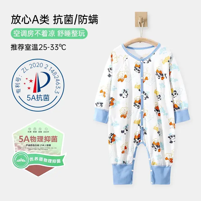 Baby Pajamas Pure Cotton Leg-Split Sleepsuit Summer - Image 5