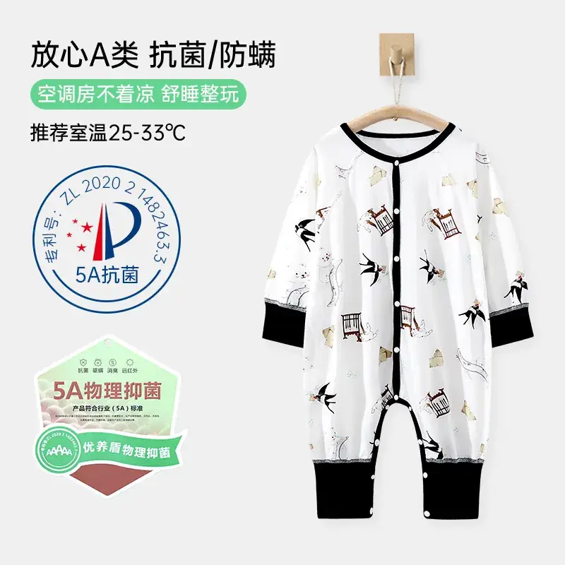 Baby Pajamas Pure Cotton Leg-Split Sleepsuit Summer - Image 6