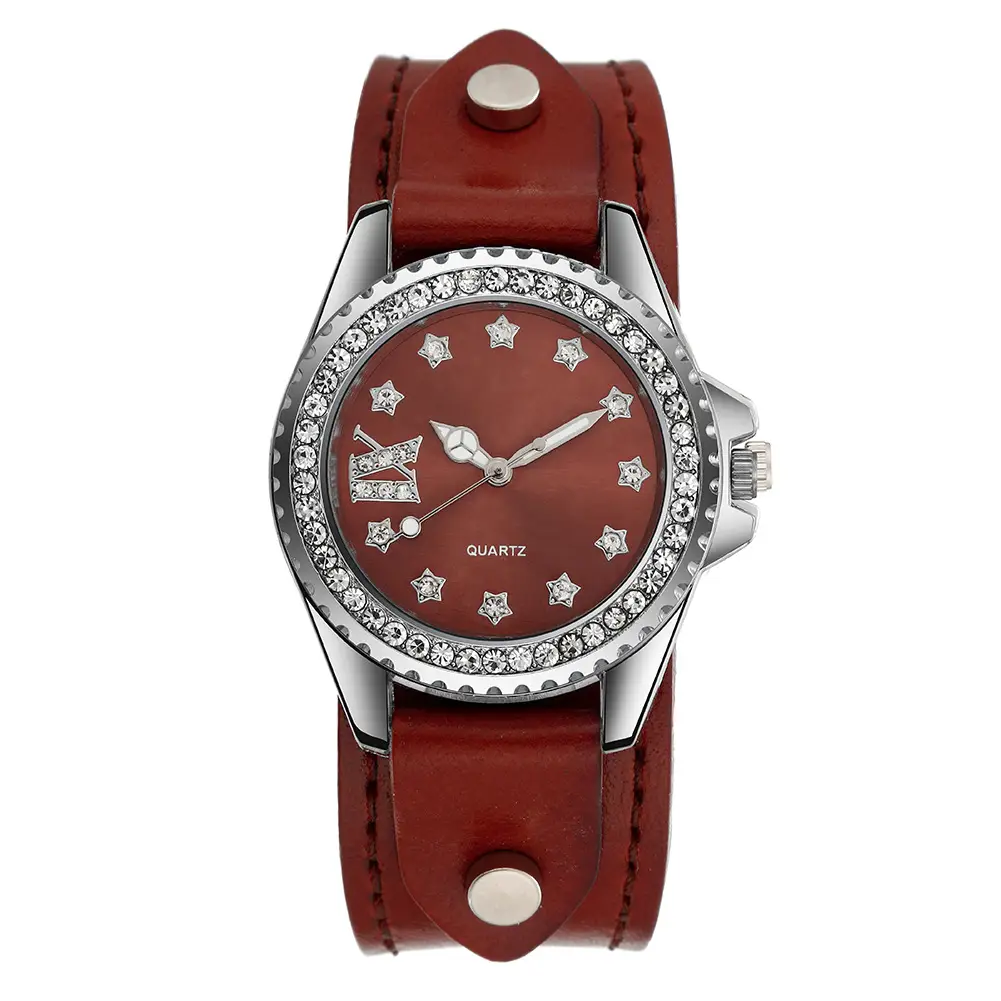 Women's Diamond Watch with Brown Leather Belt — feature 10