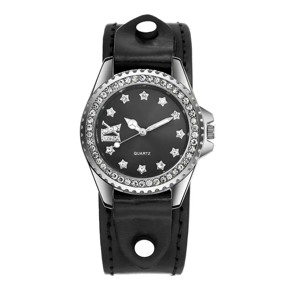 Women's Diamond Watch with Brown Leather Belt — feature 11