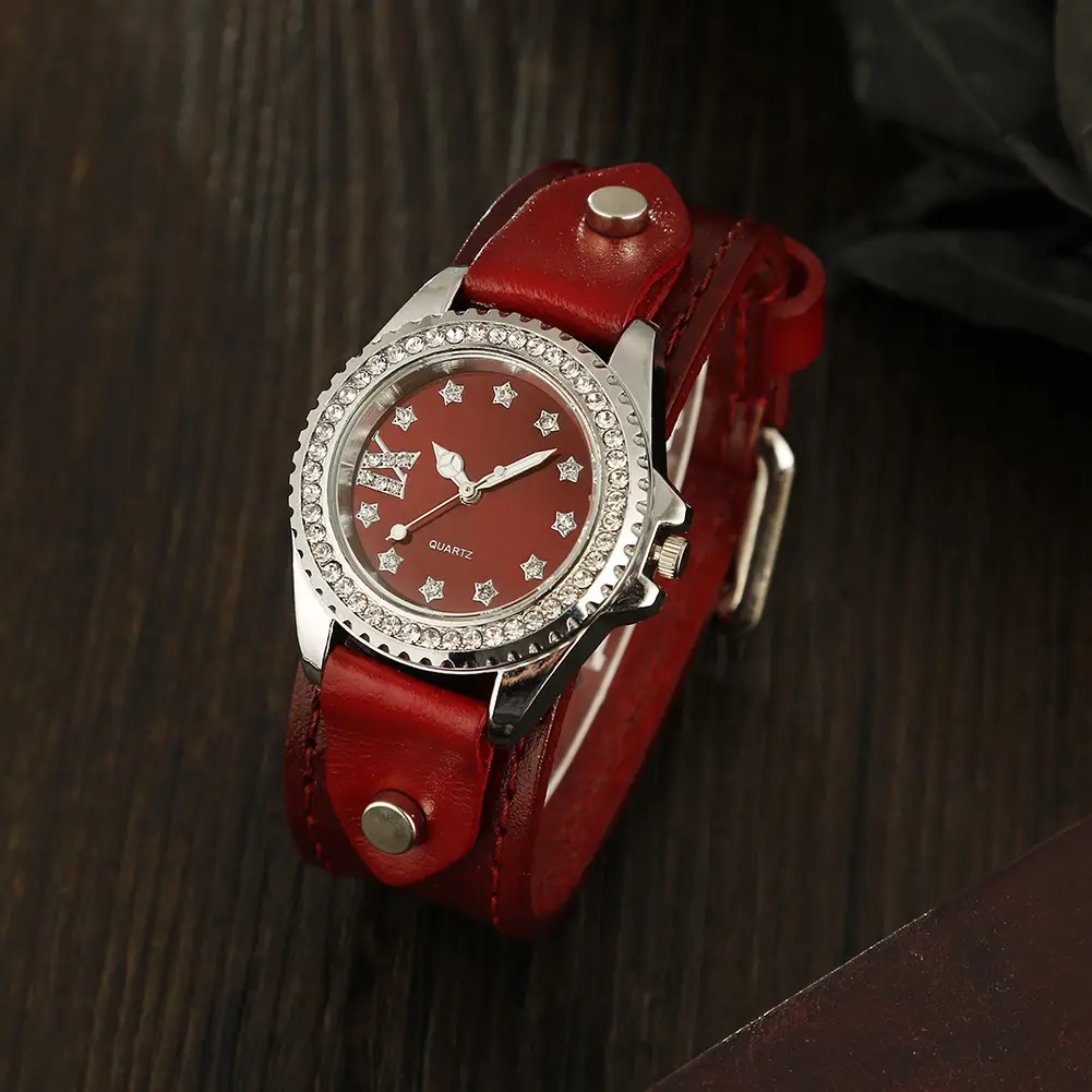 Women's Diamond Watch with Brown Leather Belt — feature 7