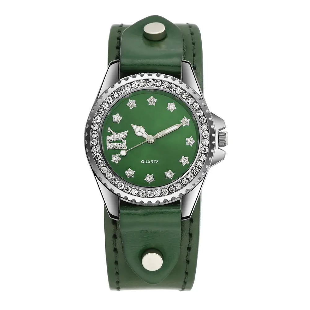 Women's Diamond Watch with Brown Leather Belt - Image 3