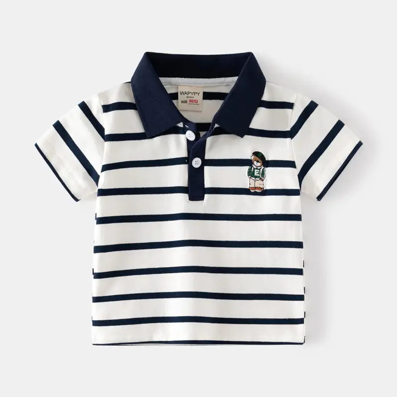 Kids Striped Polo Shirt Black White 2026 - Image 4
