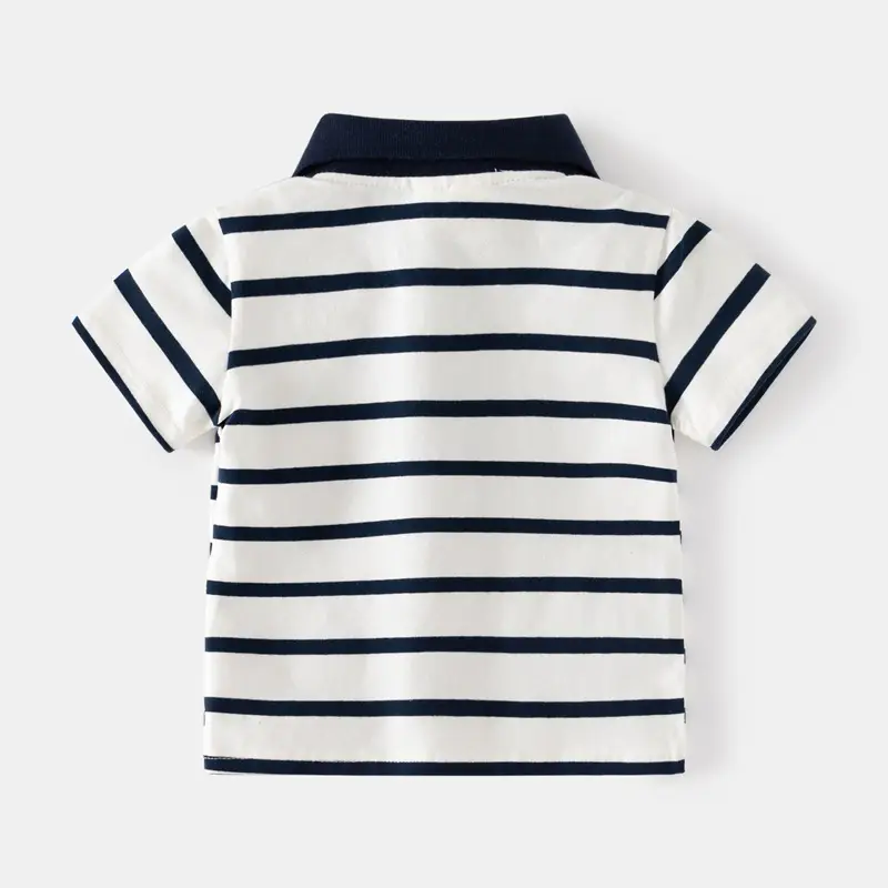 Kids Striped Polo Shirt Black White 2026 - Image 5