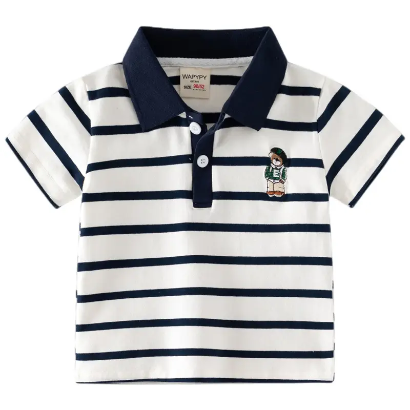Kids Striped Polo Shirt Black White 2026 - Image 7