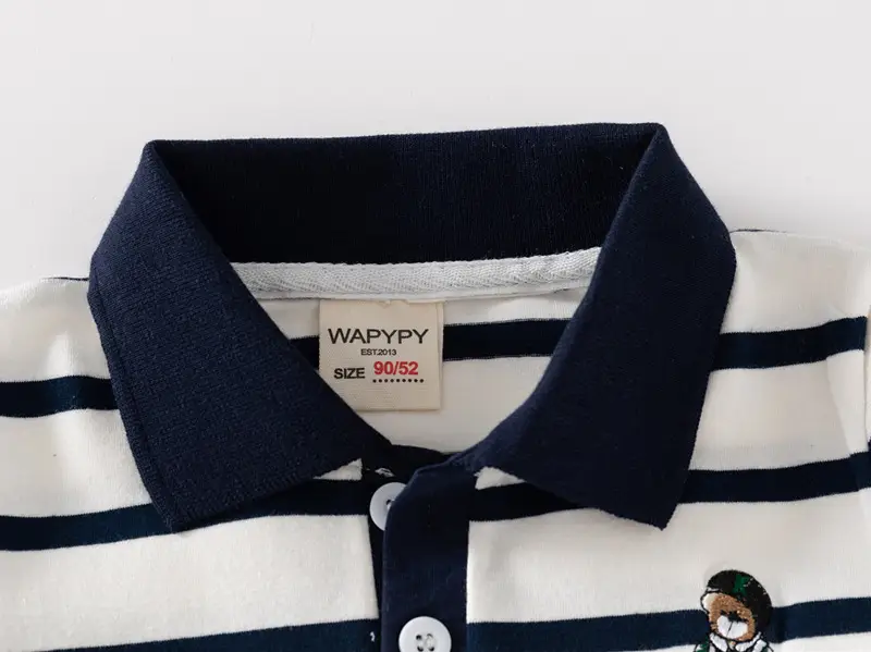 Kids Striped Polo Shirt Black White 2026 — feature 6