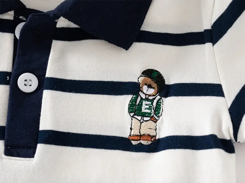 Kids Striped Polo Shirt Black White 2026 — feature 7