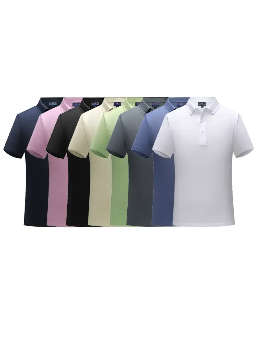 Men Blue Polo T-Shirt Ice Silk Cool Short Sleeve - Image 13