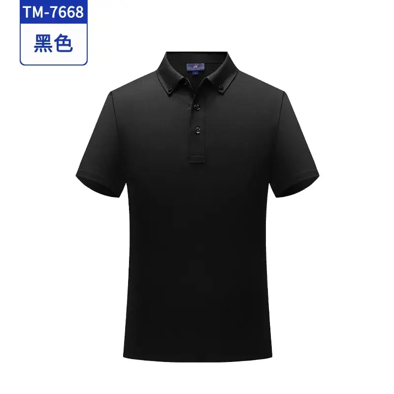 Men Blue Polo T-Shirt Ice Silk Cool Short Sleeve - Image 4
