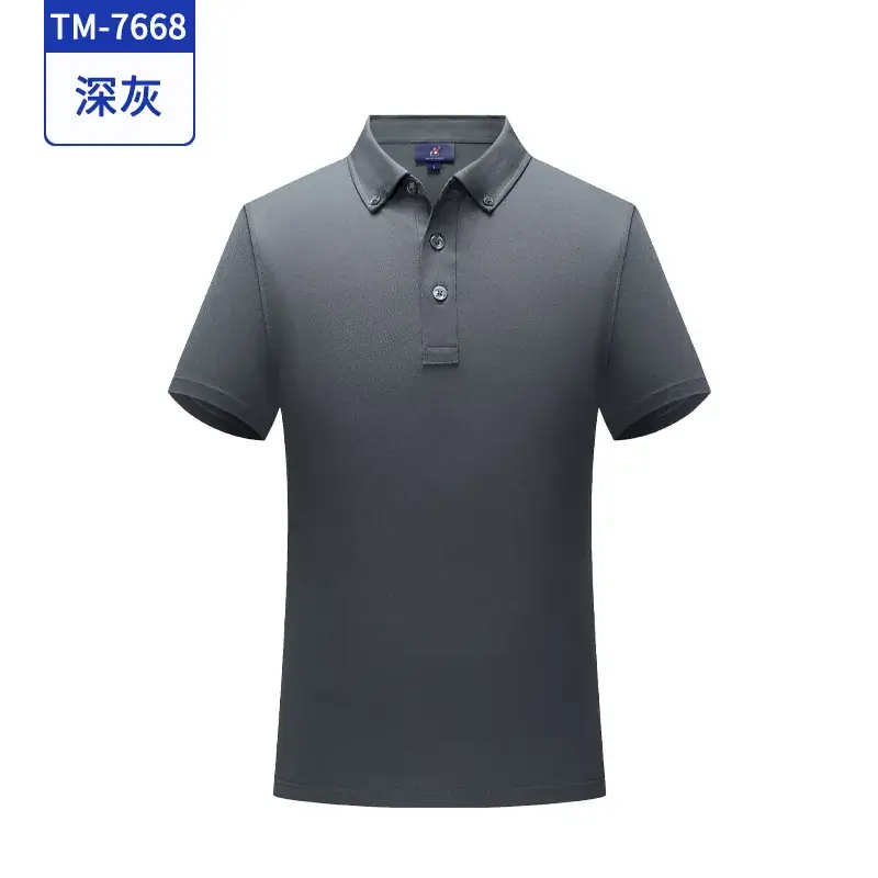Men Blue Polo T-Shirt Ice Silk Cool Short Sleeve - Image 7